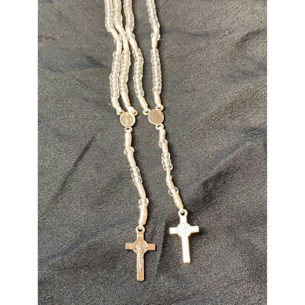 White Rosary Necklace Mini Rosary